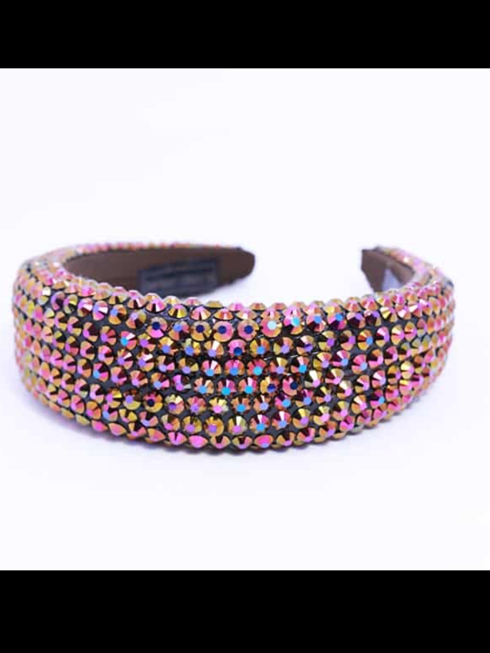 Baroque Padded Rhinestone Headband – Iridescent AB Crystals-Statement Headpiece